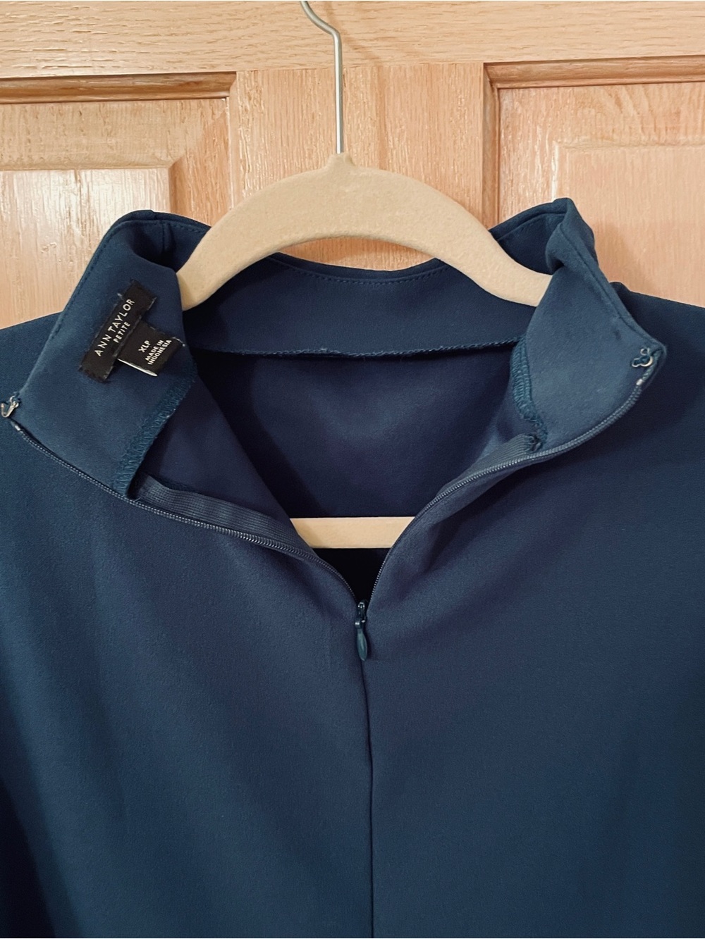 Ann Taylor Teal Mock Neck Long Sleeve Blouse - Picture 5 of 8